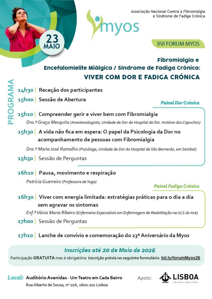 Cartaz XIV Fórum Myos 2022 ONLINE Programa XVI Fórum Myos 2026